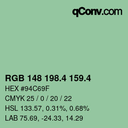 カラーコード: RGB 148 198.4 159.4 | qconv.com