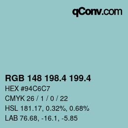 カラーコード: RGB 148 198.4 199.4 | qconv.com