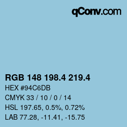 カラーコード: RGB 148 198.4 219.4 | qconv.com