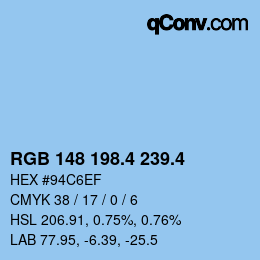 カラーコード: RGB 148 198.4 239.4 | qconv.com