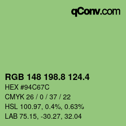 カラーコード: RGB 148 198.8 124.4 | qconv.com