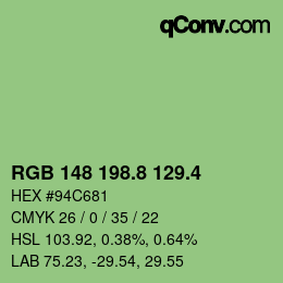 カラーコード: RGB 148 198.8 129.4 | qconv.com