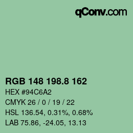 カラーコード: RGB 148 198.8 162 | qconv.com