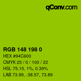 Color code: RGB 148 198 0 | qconv.com