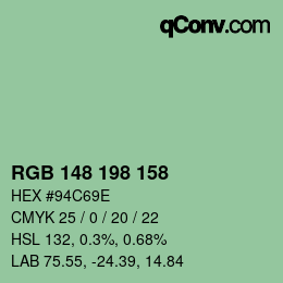 カラーコード: RGB 148 198 158 | qconv.com