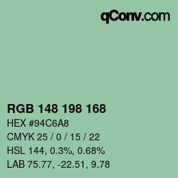 Color code: RGB 148 198 168 | qconv.com