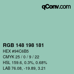 Color code: RGB 148 198 181 | qconv.com