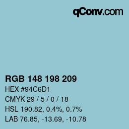 カラーコード: RGB 148 198 209 | qconv.com