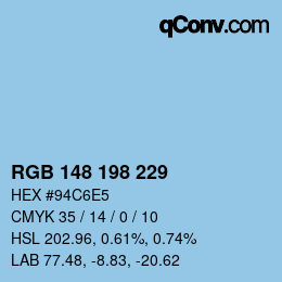 カラーコード: RGB 148 198 229 | qconv.com