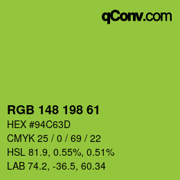 Color code: RGB 148 198 61 | qconv.com