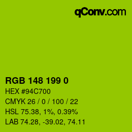 Color code: RGB 148 199 0 | qconv.com