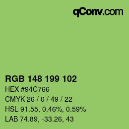 Color code: RGB 148 199 102 | qconv.com
