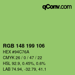 Color code: RGB 148 199 106 | qconv.com