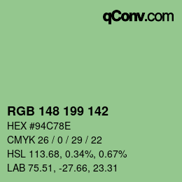 Color code: RGB 148 199 142 | qconv.com