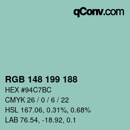 Color code: RGB 148 199 188 | qconv.com