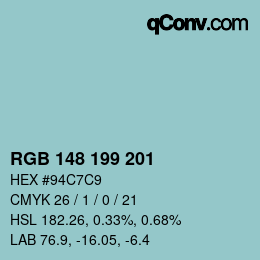 Color code: RGB 148 199 201 | qconv.com