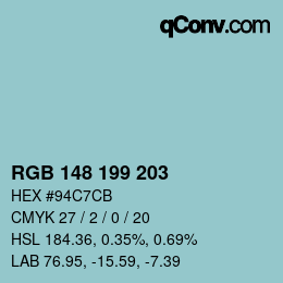 Color code: RGB 148 199 203 | qconv.com
