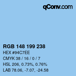 Color code: RGB 148 199 238 | qconv.com
