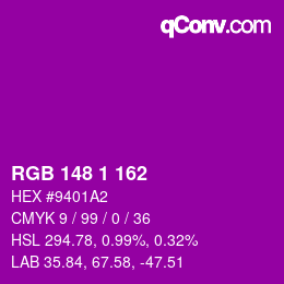 Farbcode: RGB 148 1 162 | qconv.com