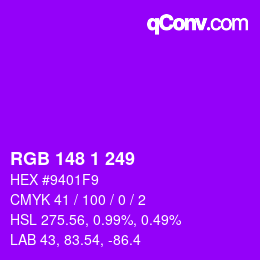Color code: RGB 148 1 249 | qconv.com
