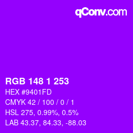 Color code: RGB 148 1 253 | qconv.com