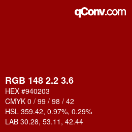 カラーコード: RGB 148 2.2 3.6 | qconv.com