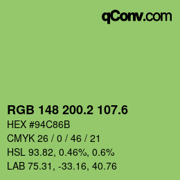 カラーコード: RGB 148 200.2 107.6 | qconv.com