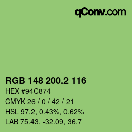 カラーコード: RGB 148 200.2 116 | qconv.com