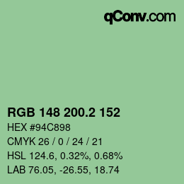 カラーコード: RGB 148 200.2 152 | qconv.com