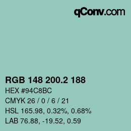 カラーコード: RGB 148 200.2 188 | qconv.com