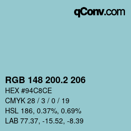 カラーコード: RGB 148 200.2 206 | qconv.com