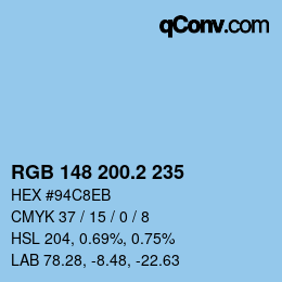 カラーコード: RGB 148 200.2 235 | qconv.com
