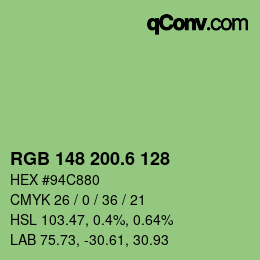 カラーコード: RGB 148 200.6 128 | qconv.com