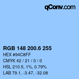カラーコード: RGB 148 200.6 255 | qconv.com
