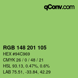 Color code: RGB 148 201 105 | qconv.com