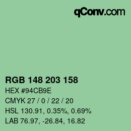 Color code: RGB 148 203 158 | qconv.com