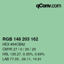 カラーコード: RGB 148 203 162 | qconv.com