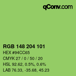 Color code: RGB 148 204 101 | qconv.com