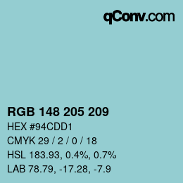 Color code: RGB 148 205 209 | qconv.com