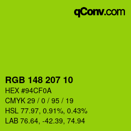 Color code: RGB 148 207 10 | qconv.com