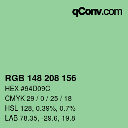 Color code: RGB 148 208 156 | qconv.com