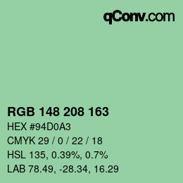 Color code: RGB 148 208 163 | qconv.com