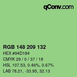 Color code: RGB 148 209 132 | qconv.com