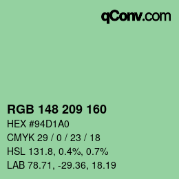 Código de color: RGB 148 209 160 | qconv.com