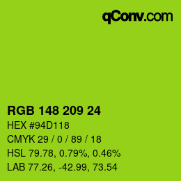カラーコード: RGB 148 209 24 | qconv.com