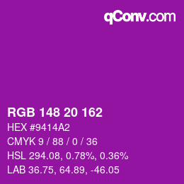 Color code: RGB 148 20 162 | qconv.com