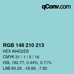 Color code: RGB 148 210 213 | qconv.com