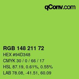 Color code: RGB 148 211 72 | qconv.com
