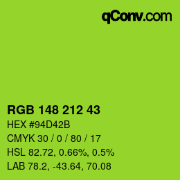 颜色代码: RGB 148 212 43 | qconv.com