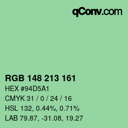 Color code: RGB 148 213 161 | qconv.com